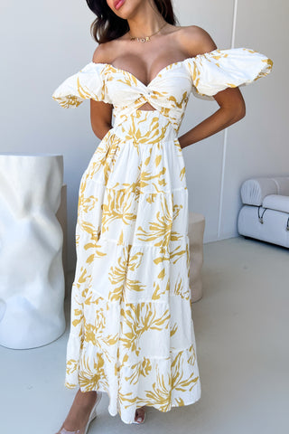 ROSA DRESS - WHITE / YELLOW