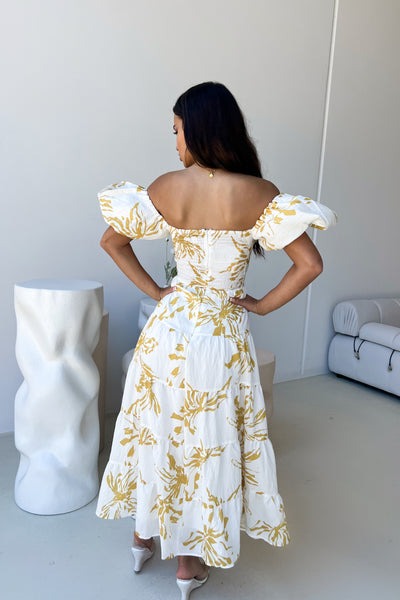 ROSA DRESS - WHITE / YELLOW