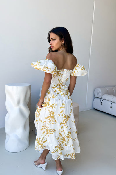 ROSA DRESS - WHITE / YELLOW