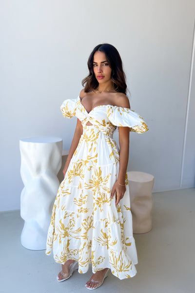 ROSA DRESS - WHITE / YELLOW