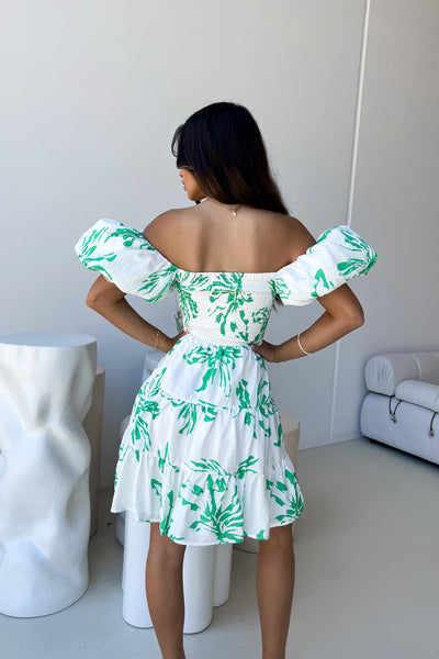 KARMA DRESS - WHITE / GREEN