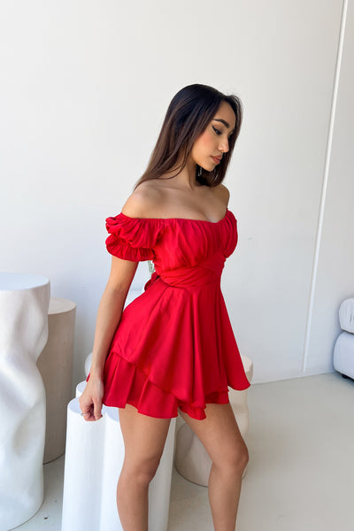 GOOD DAY PLAYSUIT - RED