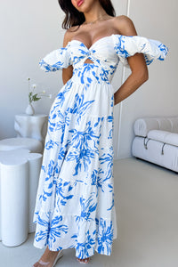 ROSA DRESS - WHITE / BLUE