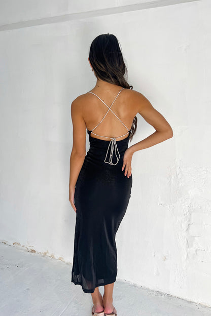 MIDNIGHT LOVE DRESS - BLACK (SHINNING)