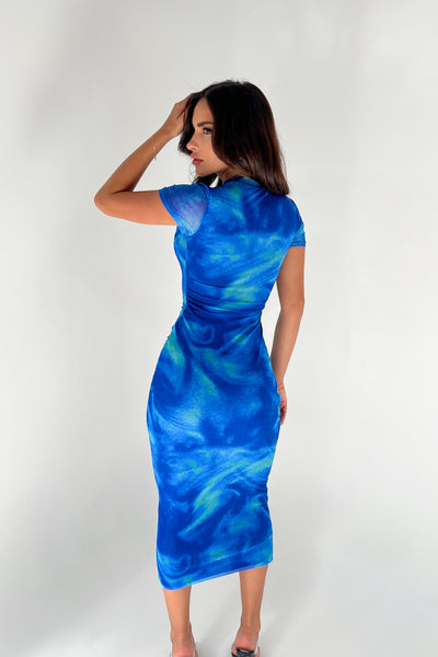 OTTILIE (LONG) DRESS - MIX BLUE