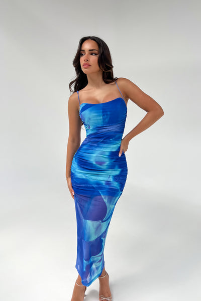 KARA DRESS - MULTI BLUE