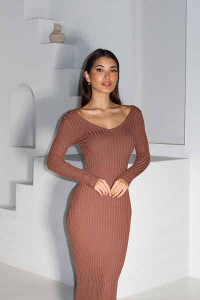 LOCENA DRESS - BROWN