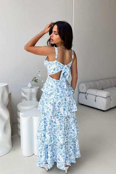 KAYTE DRESS - BLUE / WHITE