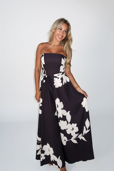 SHARL DRESS - FLORAL BLACK