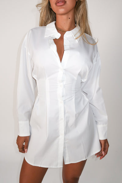 SHELN SHIRT DRESS - WHITE