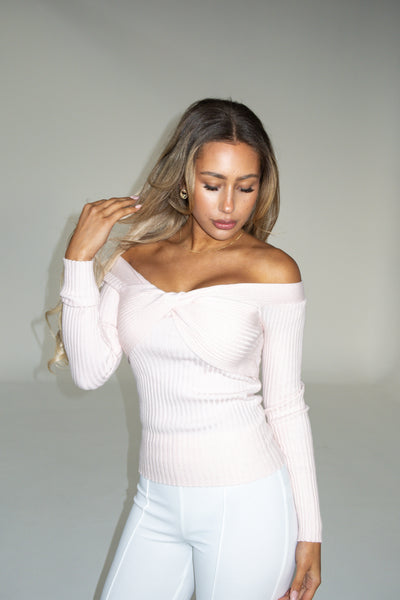 ZAYLEE KNIT TOP - BLUSH MARL