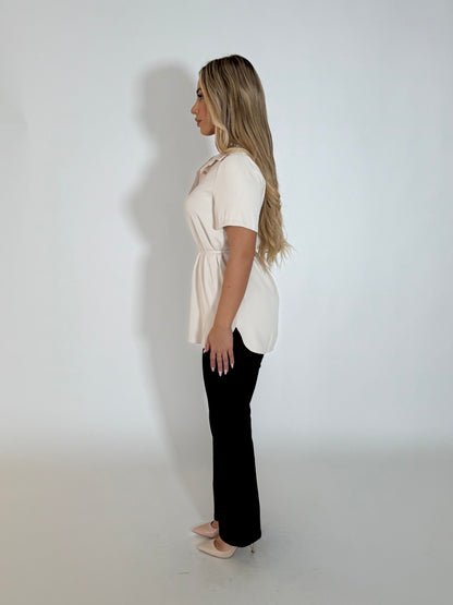 SANDRA TOP - BEIGE (SHORT SLEEVE)