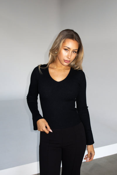 NALFIE KNIT TOP - BLACK