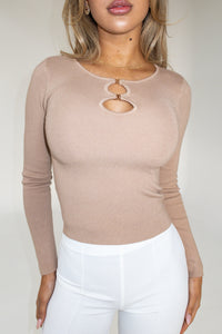 ELVA KNIT TOP - LATTE