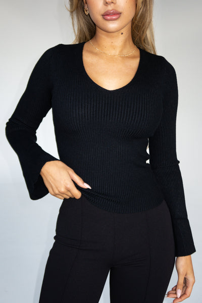 NALFIE KNIT TOP - BLACK