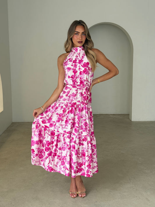 CLARA DRESS - WHITE/PINK