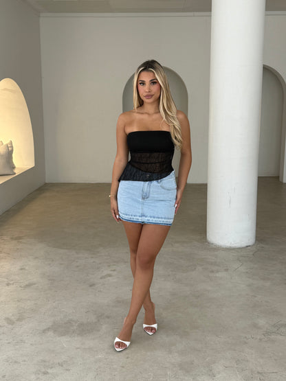 OZZY DENIM SKIRT - LIGHT BLUE