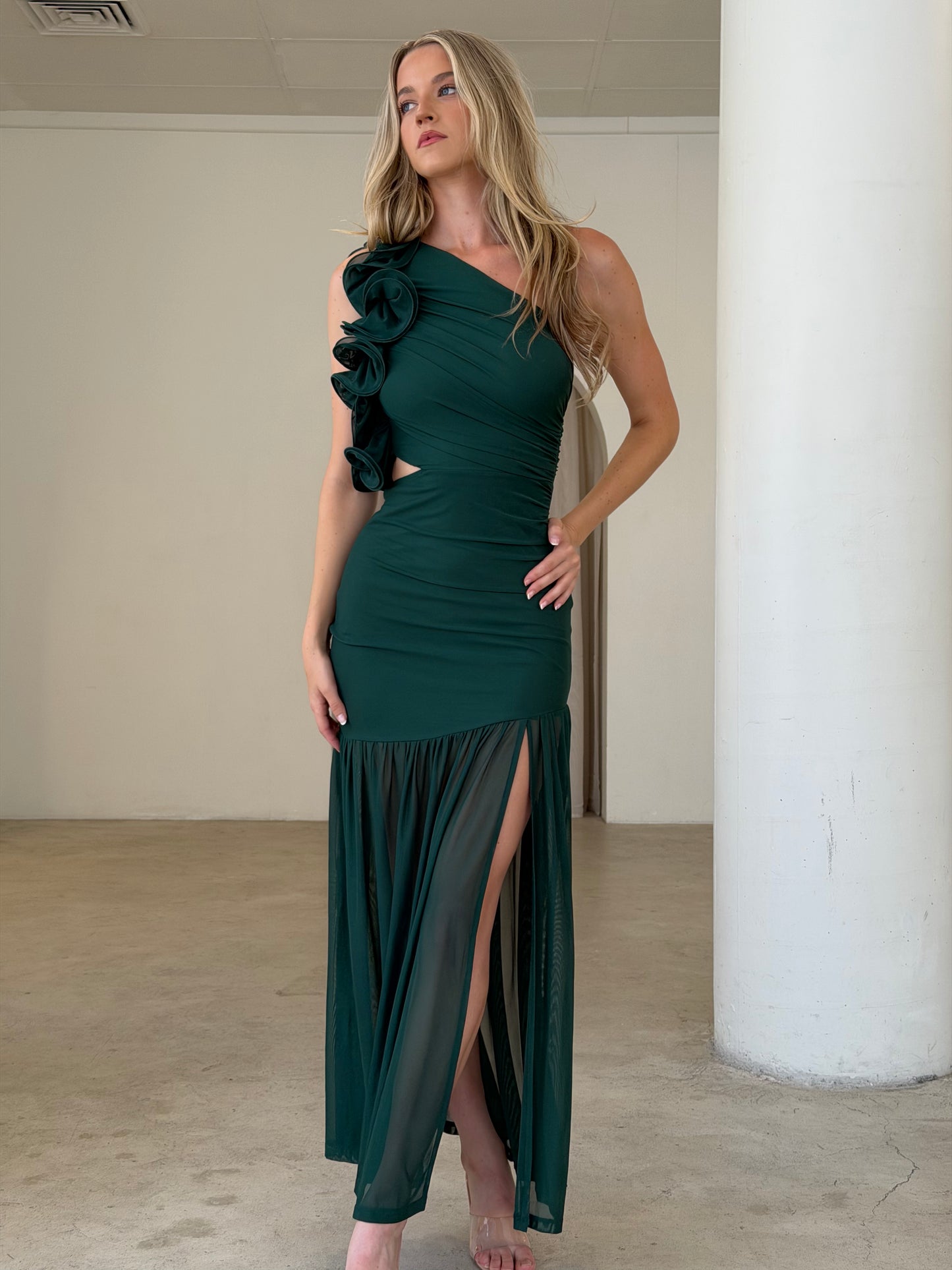 FAYE DRESS - FOREST GREEN