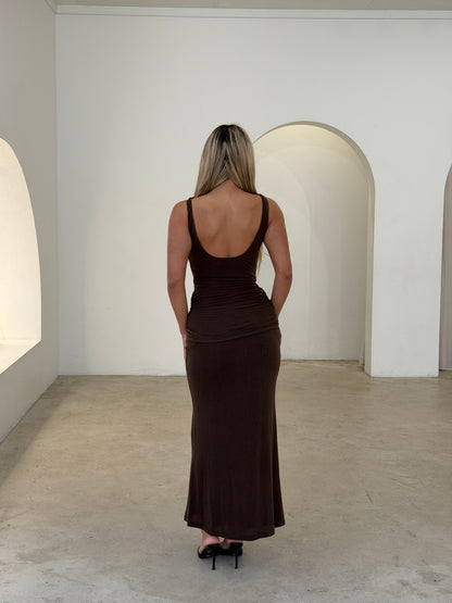 EDENA DRESS - CHOCOLATE