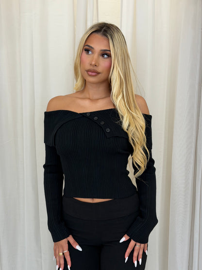 LINA KNIT TOP - BLACK