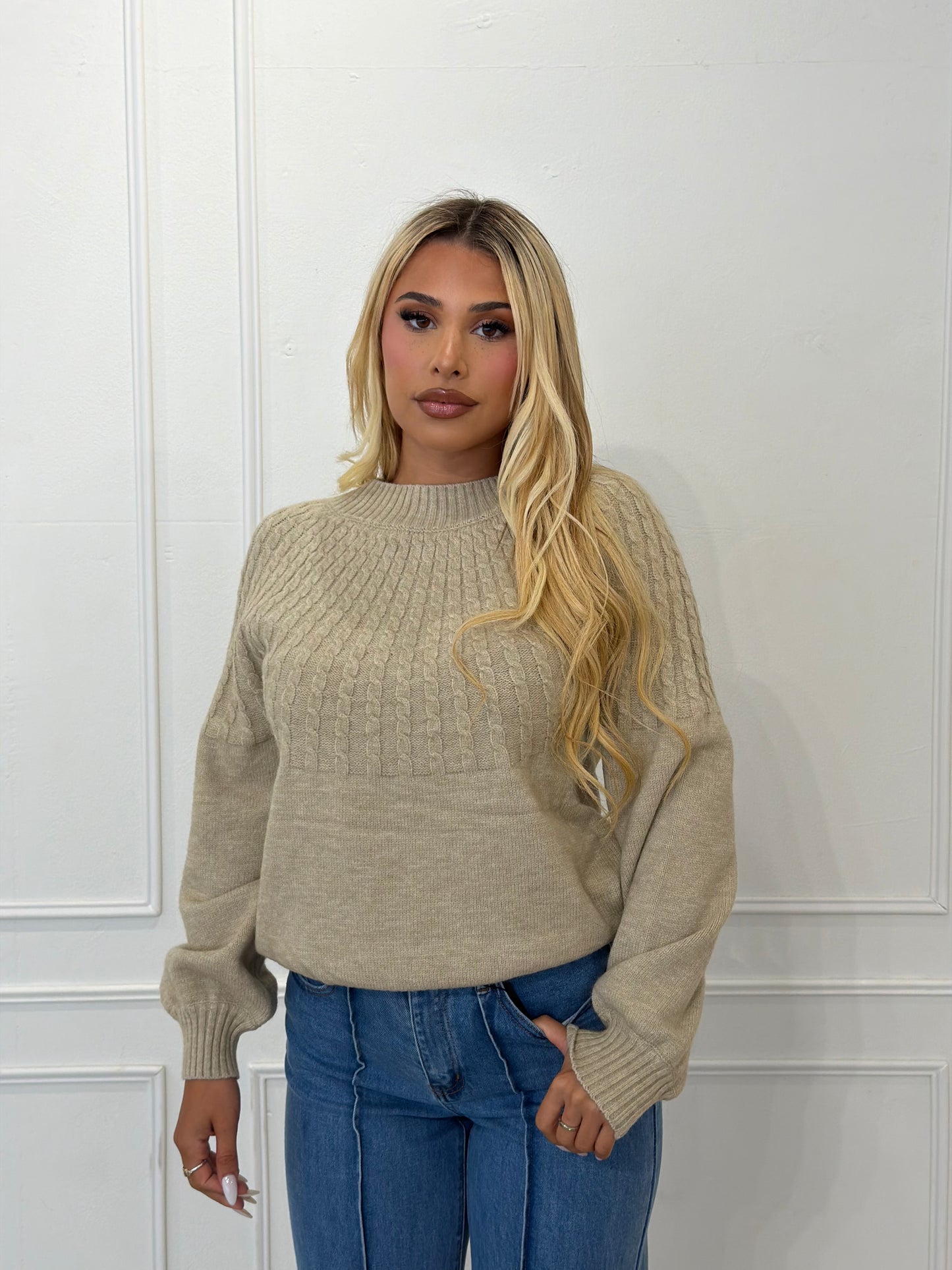 LISHA KNIT TOP - BROWN MARL