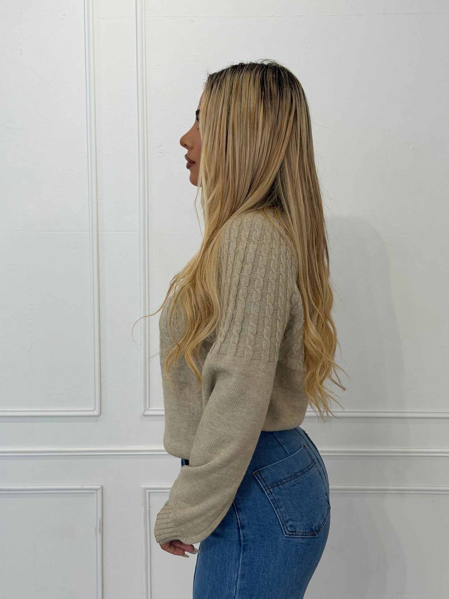LISHA KNIT TOP - BROWN MARL