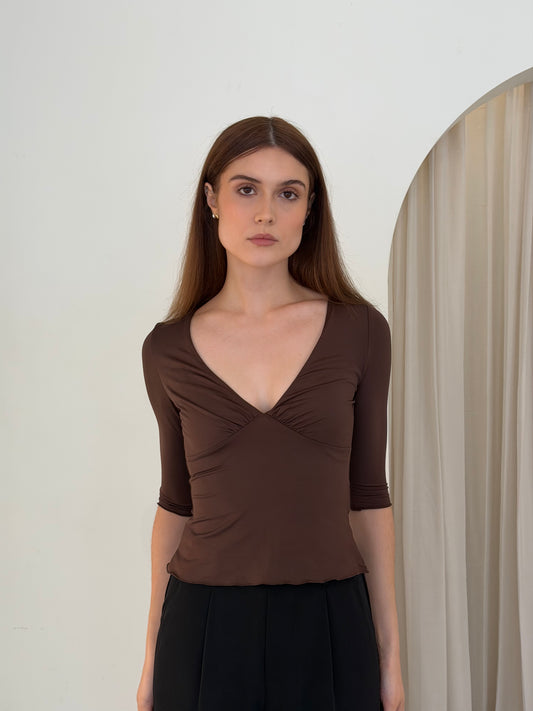 ZAZA TOP - BROWN