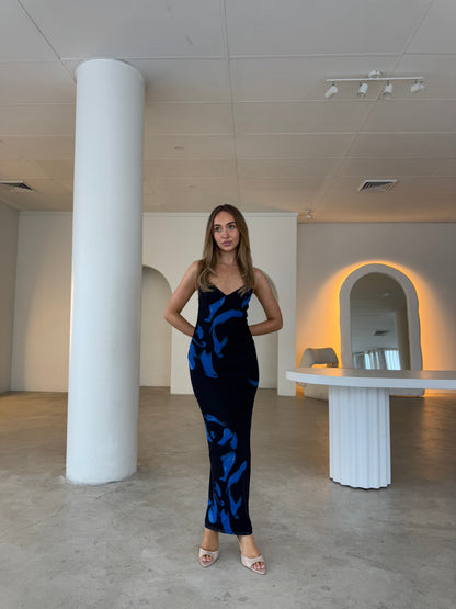 RITA DRESS - BLACK/BLUE