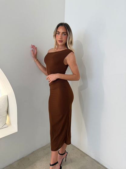 DENZIL DRESS - CHOCOLATE