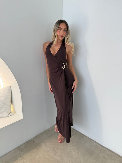 RAZA DRESS - BROWN